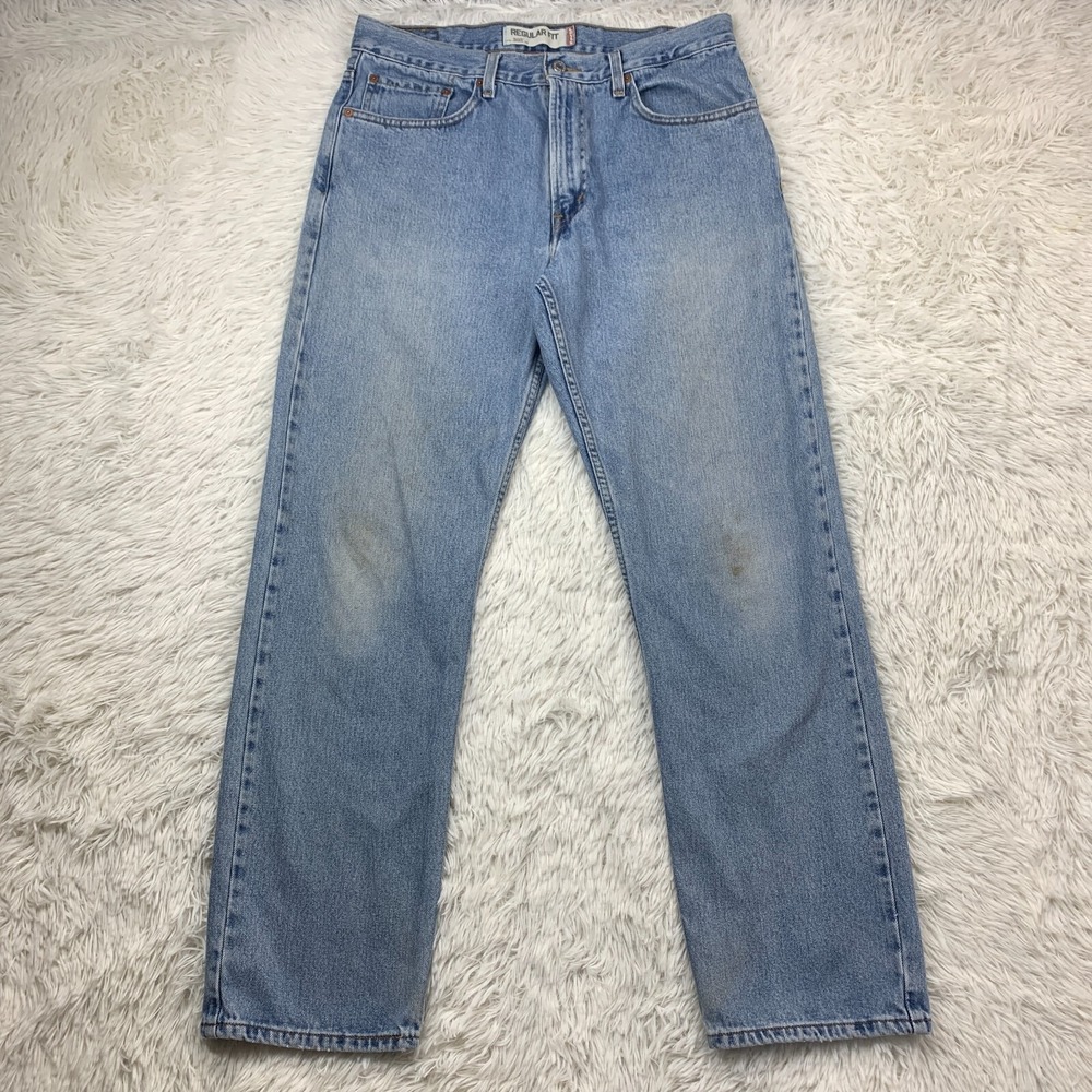Levis Jeans 34x31 Blue Light‎ 505 Straight Grunge Trashed Punk Denim Tag 34x32